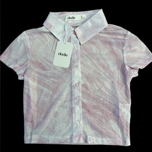 Elodie Marble Pink Button Down Shirt (Kids?)